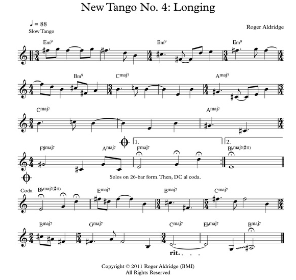 New Tango No. 4 composed by Roger Aldridge